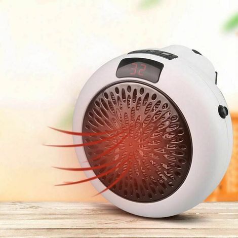 Radiateur Électrique Portable 900W avec Affichage LED, Chauffage PTC à Prise Murale en Blanc (1/4)