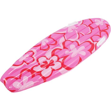 Radeau gonflable en forme de planche de surf, flotteur de piscine en PVC, portable et léger, motif floral rose pour une fête d'été sur la mer (1/5)