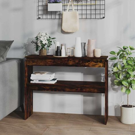 Table console-Table d'entrée Chêne fumé 102x30x80 cm Bois d'ingénierie (1/5)