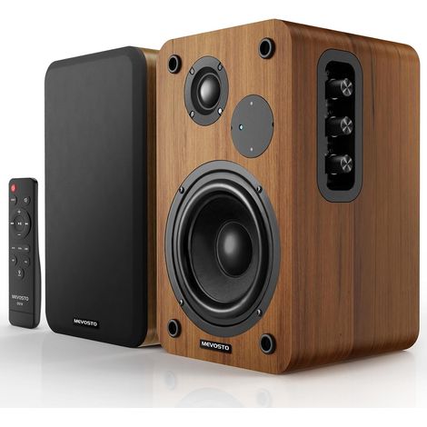 Enceintes actives de bibliothèque 36 W RMS – Haut-parleur sans fil BT 5.4 avec woofer de 12,7 cm, tweeter en dôme de soie, haut-parleurs PC – Moniteur audio numérique USB, réglage des basses et des (1/5)