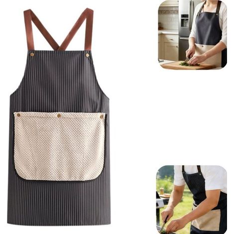 Tablier de cuisine Tablier de jardin Résistant à l'huile Avec poches (noir, 6970cm) (1/5)