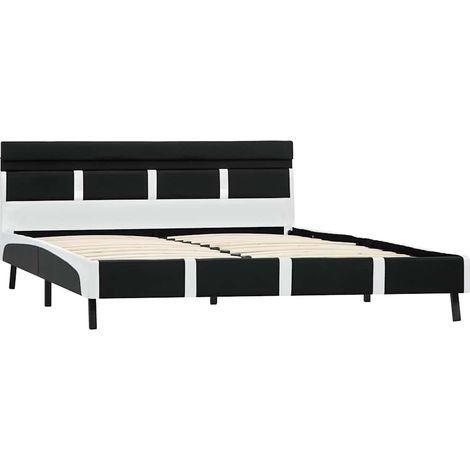 Maison Exclusive - Bettgestell mit LED Schwarz Kunstleder 140x200 (1/5)