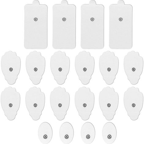 20 elettrodi di ricambio con pulsante da 3,5 mm - per il trattamento di diverse aree del corpo - compatibili con la maggior parte dei dispositivi TENS. (1/4)