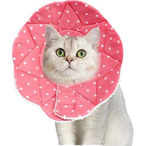 Collier de convalescence post-opératoire souple et ajustable pour chats, chatons et chiots / Rose