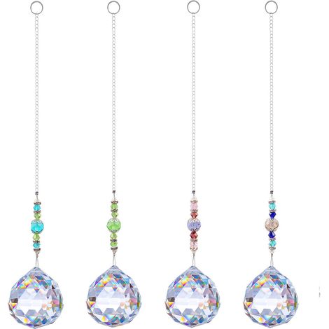 Lot de 4 attrape-soleil en cristal, créateurs d'arc-en-ciel, pour fenêtre, jardin, bureau ou maison. Décoration