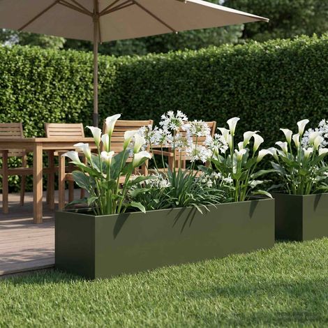 vidaXL Macetero de Jardín Verde oliva 100 x 20 x 20 cm (1/5)