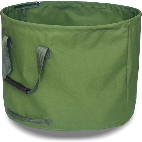 Sac de Jardinage 125L Extra-Robuste avec Poignées, Sac de Ramassage Feuilles Verte avec Toile Militaire (H45.7 cm, D55.8 cm)- (1/5)