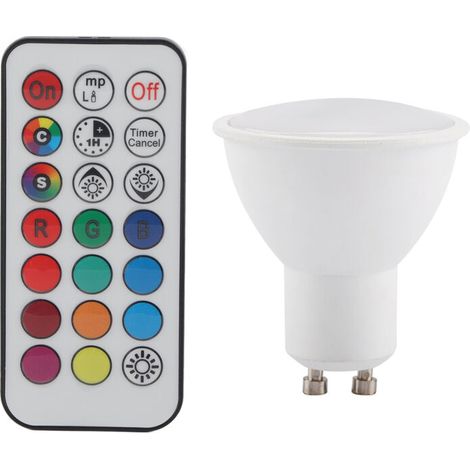 Nuova lampadina LED GU10 da 3W RGB bianco caldo con cambio colore e telecomando di Jeffergarden. (1/4)