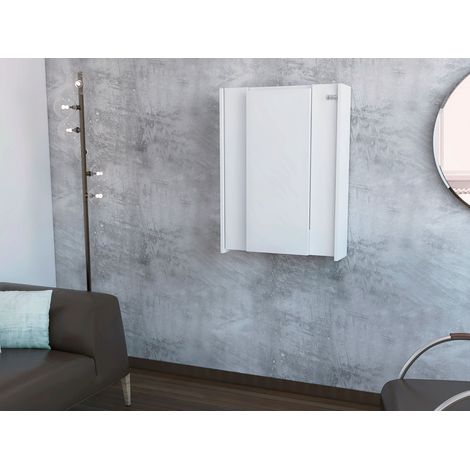 Tuhome Concept – Table murale pliante Dalton – 7 étagères – Mécanisme de verrouillage – Fixation murale sécurisée – Bois manufacturé blanc (1/5)
