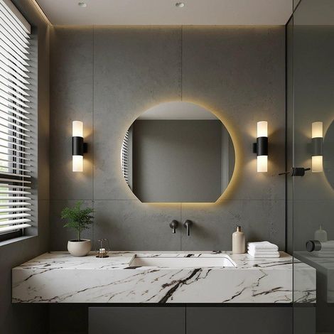 Saniclass Aura Miroir de salle de bains - 80x68,3cm - demi-rond - horizontal / vertical - éclairage LED indirect - chauffage de miroir - Infrarouge