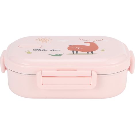 Isolierte Lunchbox, auslaufsicher, Edelstahl, Bento-Box, japanischer Speisebehälter für Kinder (Pink) (1/5)