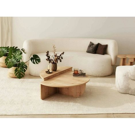 mesa de centro\ da salotto Canopus, Tavolo basso da caffè, Portariviste per divano, Ripiano da soggiorno, 90x90h35 cm, Rovere (1/5)