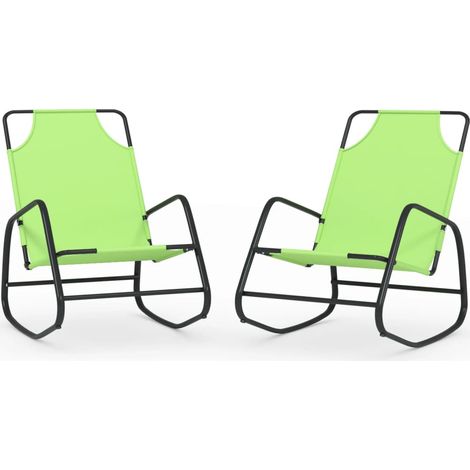 vidaXL Lettini Prendisole a Dondolo 2 pz in Acciaio e Textilene Verde (1/5)