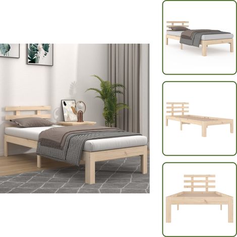 Letto con testiera - vidaXL Giroletto in Legno Massello 75x190 cm Small Single - Letto per camera da letto