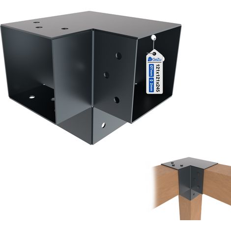 Connecteur de poteau en Y thermolaqué anthracite RAL 7016 – 121 x 121 mm – Connecteur d’angle droit 3 voies (90°) pour pergola et poteaux bois – GeZu Impex