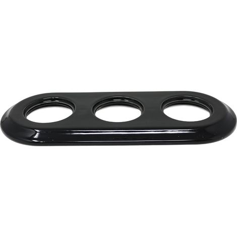 Marco triple para empotrar de porcelana negro
