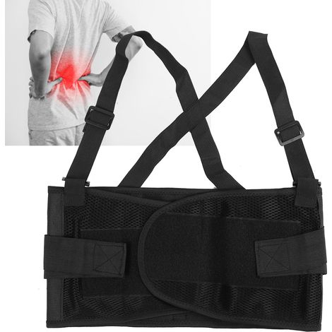 Verstellbarer Lendenwirbelstützgürtel für die Arbeit, Rückenschutz, ergonomischer Stützgurt, Größe M, schwarz (1/5)