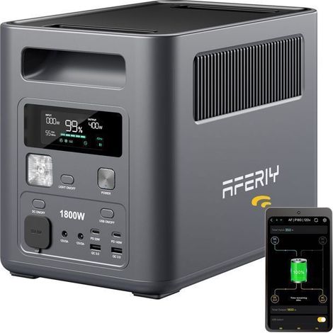 Station électrique portable 1024Wh – 1800W LiFePO4 – Sinusoïde pure – Recharge rapide AC + solaire – 11 ports pour appareils sensibles
