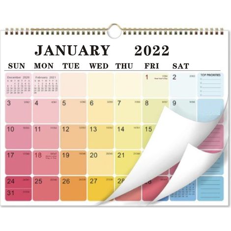 Calendrier mural 2022 12 mois 15,1 x 11,6 pouces planificateur annuel de janvier à décembre pour école et bureau organisation (1/5)