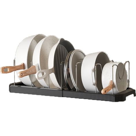 Organizador ajustable para tapas de ollas, organizador para utensilios de repostería y soporte extensible para cocina.