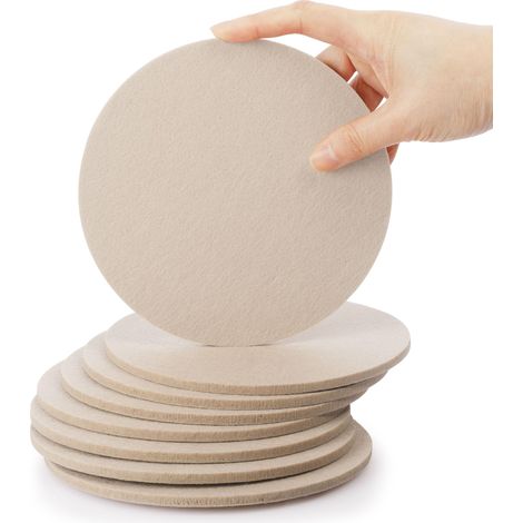 Lot de 8 dessous de verre en feutre pour pots de fleurs, verres, vases, tapis de pot de fleurs pour jardinage, intérieur, protection de table, 15 cm, beige (1/5)