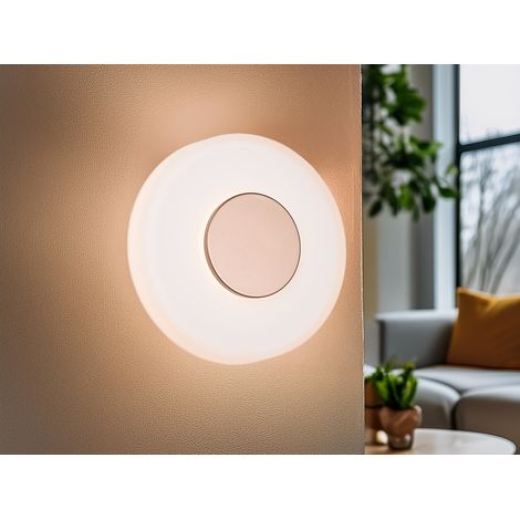 Dimmbare LED Wandleuchte CELESTE mit Glasschirm Weiß, Ø 22cm