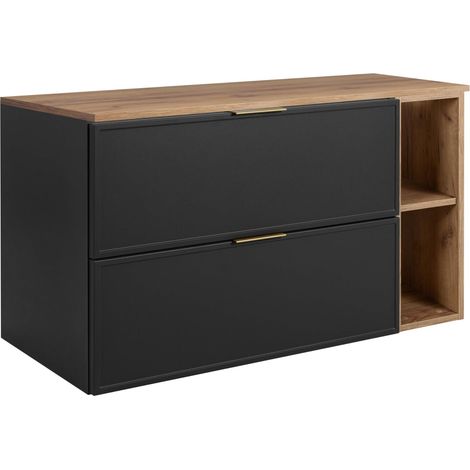 Mobiletto da bagno, Grigio Scuro / Rovere Craft, maniglia dorata, 100 (80 + 20) x 46 x 57 cm (1/5)