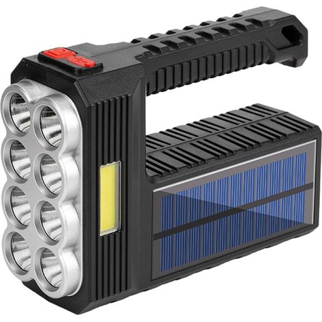 8 LED-Solar-Taschenlampe – superhelle wiederaufladbare tragbare Taschenlampe mit 1200 mAh  Leistungsstarke Marine-Taschenlampe mit hoher Helligkeit