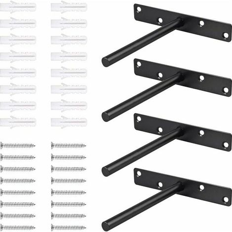 soportes de acero macizo para estantes flotantes ocultos, soportes para estantes ciegos con tornillos, marcadores metálicos invisibles para estantes de madera empotrados en la pared, bricolaje para el (1/5)