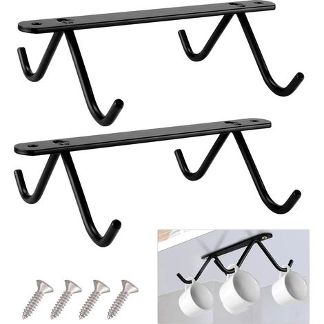 Getränkehalter, 2 Stück Tassenhalter unter dem Schrank Regal Eisen Rostfrei Kaffeetasse Halter Becherhalter für Kaffeetasse Speicher & Aufhängen Küchenutensilien (1/4)