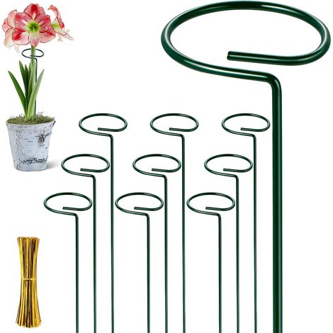 Supports à fleurs simples, lot de 10, 40 cm (16 pouces), piquets en acier inoxydable résistant aux intempéries, installation facile pour jardins intérieurs et extérieurs, réutilisables et durables (1/5)
