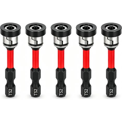 Embouts PH2 Magnétiques 1/4" pour Placo, Lot de 5 Embout Visseuse Placo de 50 mm avec Butée de Profondeur de Vis, Porte-Embout à Tige Hexagonale en Acier S2, pour Visseuses sans Fil et Perceuses (1/5)
