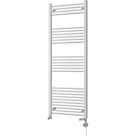 Zennor - White Dual Fuel Towel Rail H1600mm x W600mm Thermostatic - Straight (1/3)