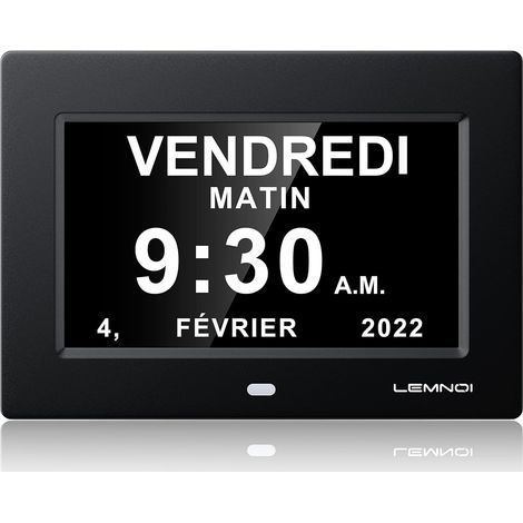 1 Horloge Numérique 7 Pouces Affichage HD Auto Dimming 8 Alarmes Calendrier Complet Pour Senior (1/5)