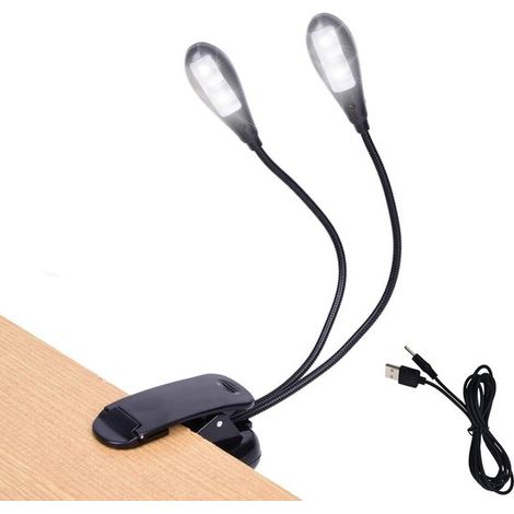 Lámpara de atril, Lámpara LED con clip para libros, Lámpara de lectura para cama, 4 niveles de brillo, pianistas, partituras y viajes (1/5)