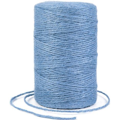 Roll of 2mm Jute Twine, Natural Hemp Rope, Garden Decoration, Crafts, Light Blue (1/5)