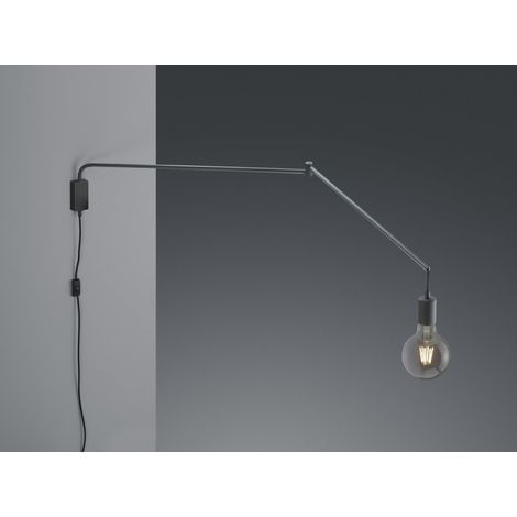 LINE APPLIQUE DECORATIVA CON PORTALAMPADA NERA ORIENTABILE E SNODABILE LUNGHEZZA MASSIMA 150CM 1 LUCE ATTACCO E27 NON INCLUSA (1/5)