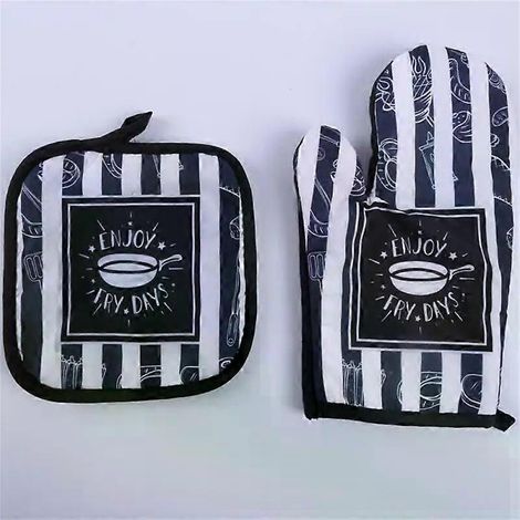 Online Store - Ensemble de 2 maniques et gants de cuisine résistants à la chaleur pour la cuisson et la pâtisserie. (1/5)