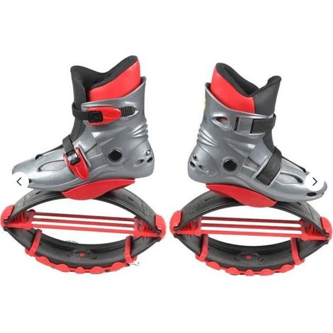 CHIGOODS Känguru Sprungschuhe Känguru-Schuhe für Trainingsübungen，Rot+Grau，Größe 36-38（L），Gewicht 50-70 kg