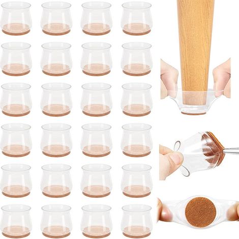 Protecteurs de sol de pieds de chaise en Silicone, 24 pièces, protecteurs de pieds de chaise en caoutchouc adaptés aux pieds de chaise de 30 à 45mm (1/5)