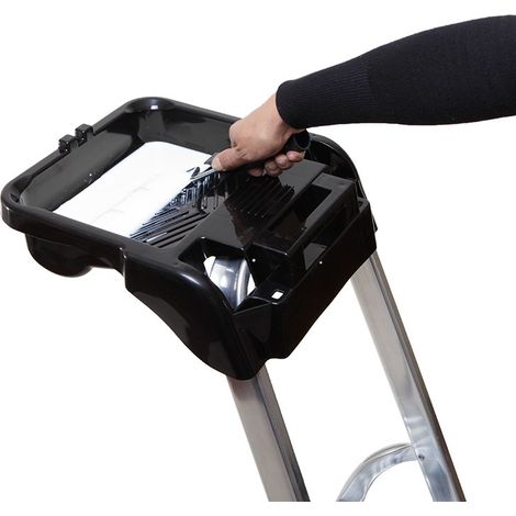 Hailo – Tablette porte-outils peinture pour garde corps escabeaux Selekta et Mixalu – Dimensions pliées 10 x 37 x 31 cm – Contenance 1L – Poids 0.2 kg