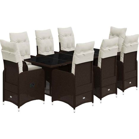 Maison Exclusive - 9-tlg. Garten-Bistro-Set mit Kissen Braun Poly (1/5)