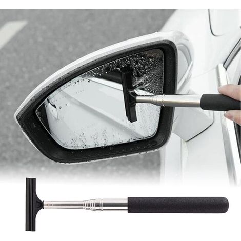 Ausziehbarer Auto-Rückspiegelabzieher, Wasserreiniger mit langer Teleskopstange, tragbares Reinigungsgerät für Spiegel, Duschwände und Windschutzscheiben, schwarz (1/5)