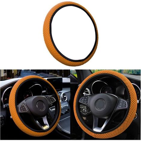 Lenkradbezug Orange 37-38 cm Mikrofaser atmungsaktiv rutschfest universell (1/5)