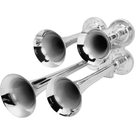 Klaxon pneumatique à trompette très puissant de 135 dB, chromé et zingué, pour camionnette, camping-car ou jeep 12 V/24 V (1/5)