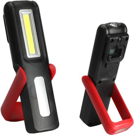 Rechargeable magnetic LED flashlight, portable work light for mechanics, compact, reliable and ultra-bright, ideal gift for men (red) (1/5)