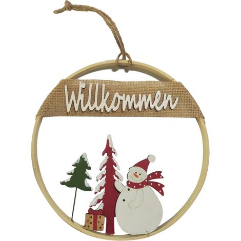 TrendLine Weihnachtsanhänger Willkommen Kiefernholz 30 x 27 x 53 cm mehrfarbig Hängedekoration
