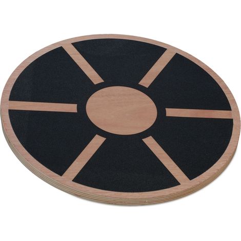 Relaxdays Balance Board, Anfänger & Fortgeschrittene, HxD: 8 x 40 cm, Gleichgewichtstrainer, aus Holz, natur/schwarz (1/5)
