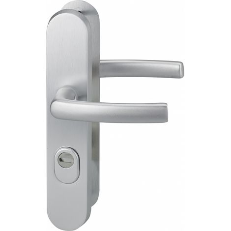 THIRARD - Ensemble poignées de sécurité pour porte d'entrée, béquille double, entr'axe de fixation 216mm, argent - THIRARD