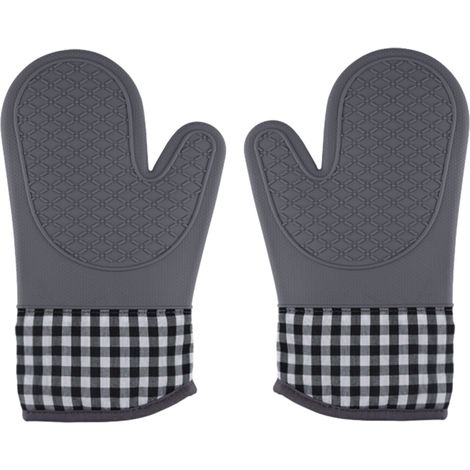 Gants De Four - Silicone Et Coton Double Couche - Résistants À La Chaleur Jusqu'à 250 °C - Pour Cuisinière Four Barbecue - Lot De 2 (1/5)